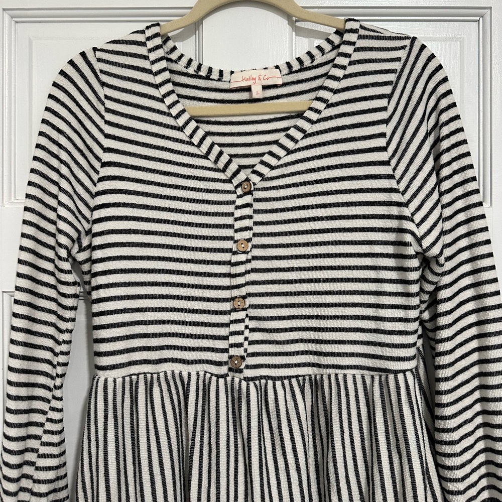 Cozy Striped Long Sleeve Dress